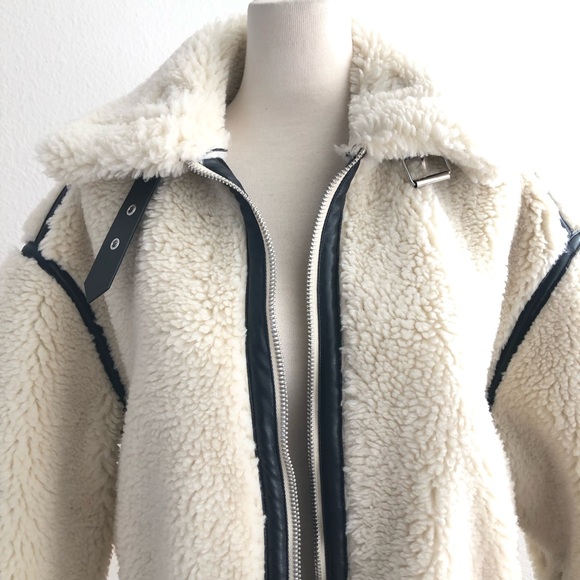 NWT Jason Wu Cream Teddy Jacket with Black Accents - Picture 5 of 9